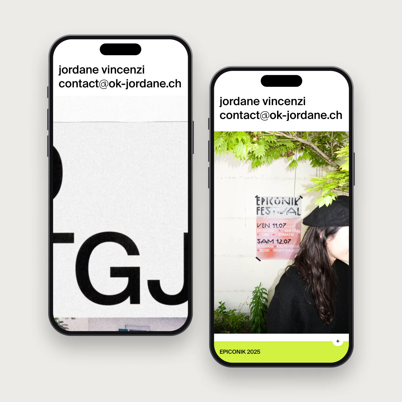 Le site OK Jordane sur deux iPhones