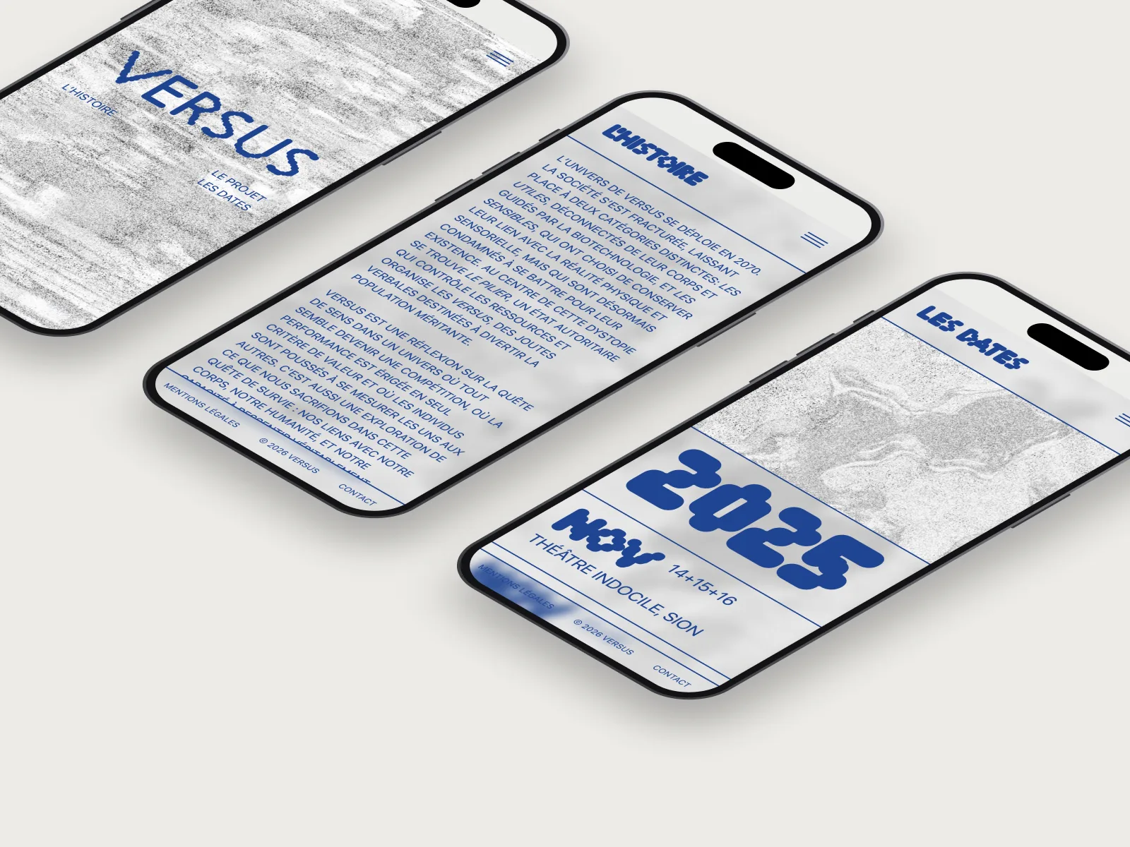 Le site Versus sur trois iPhones